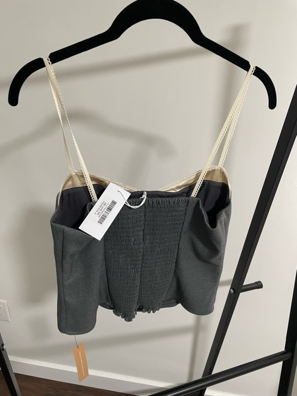 Charcoal / Cream Reformation Melanie Top - Picture 3 of 6